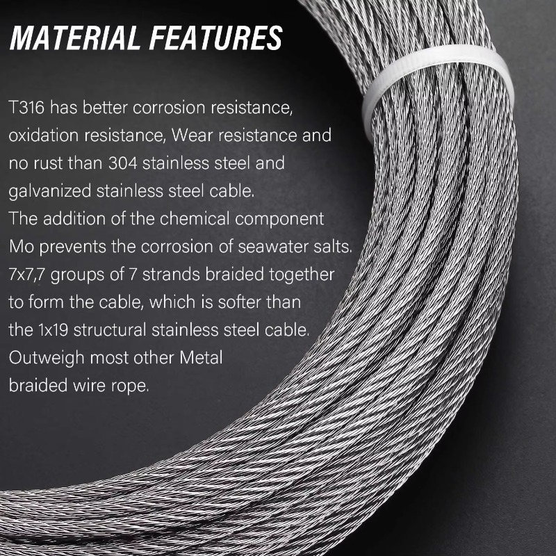Wire Rope 7X19 Diameter 3.18mm - مراجعة Stainless Wire Ss316 وسعره