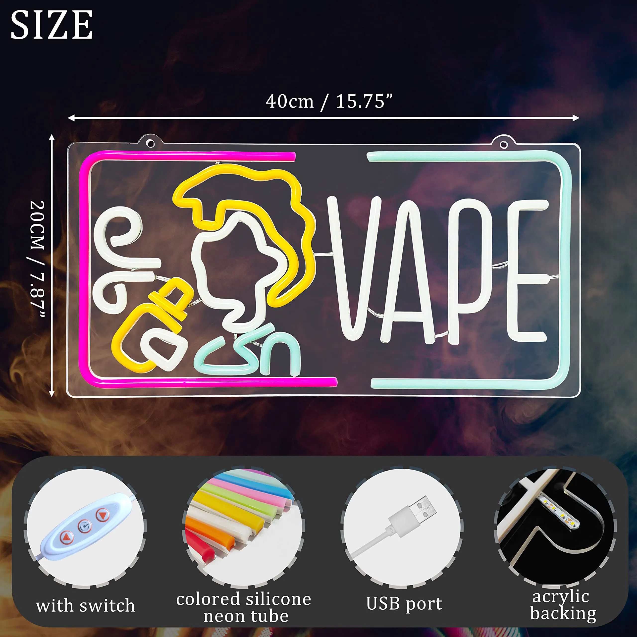 Vape Neon Sign Dimmable Smoke  - مراجعة Vaping Store وسعره