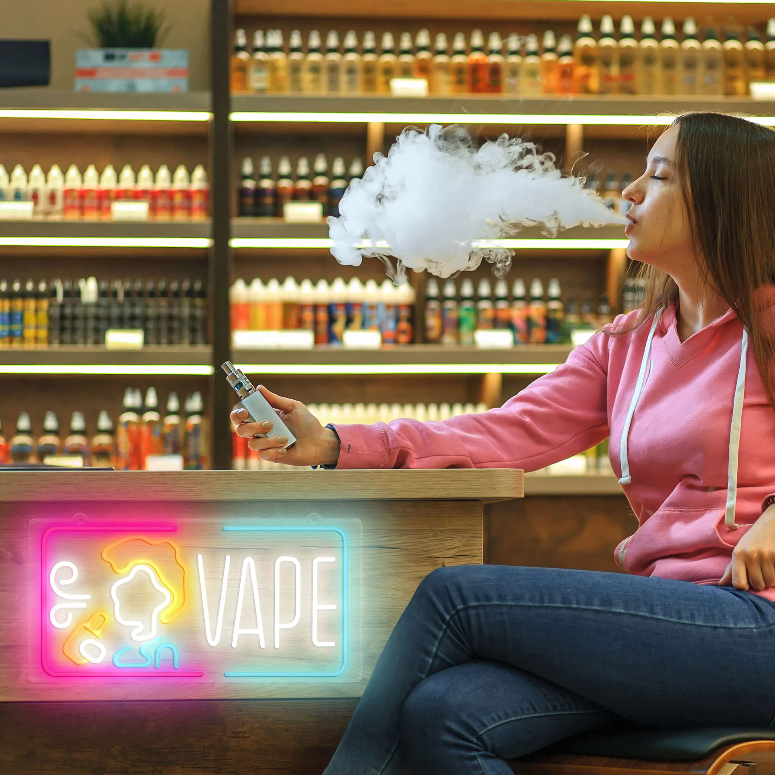 Vape Neon Sign Dimmable Smoke  - مراجعة Vaping Store وسعره